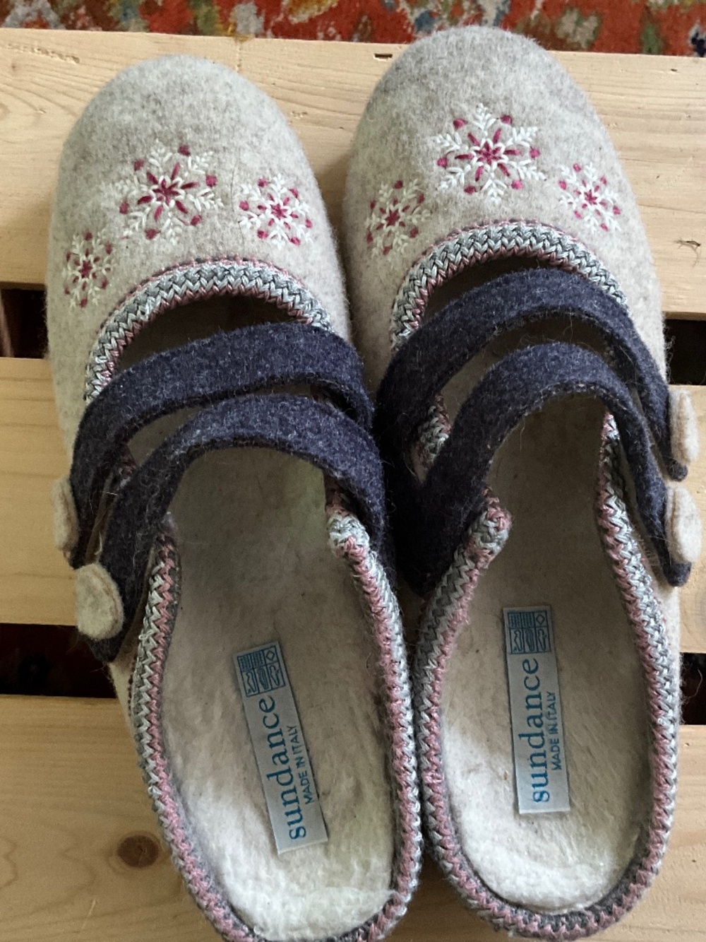 Sundance felted slippers, made in Italy, size 9.5